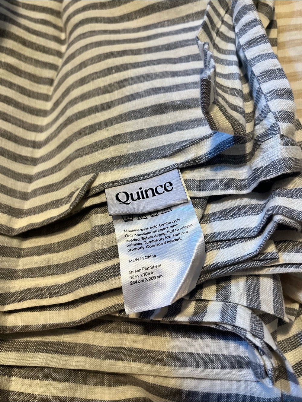 NWOT QUINCE European Linen Sheet Set Queen Grey White Stripe 4 pieces - Picture 5 of 6